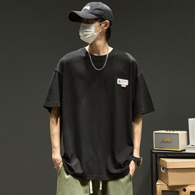 2026 New Wholesale Short-Sleeve Men's Summer Heavyweight Loose Clothing American Retro Trendy Brand T-Shirt for Men with Five-Quarter Sleeves