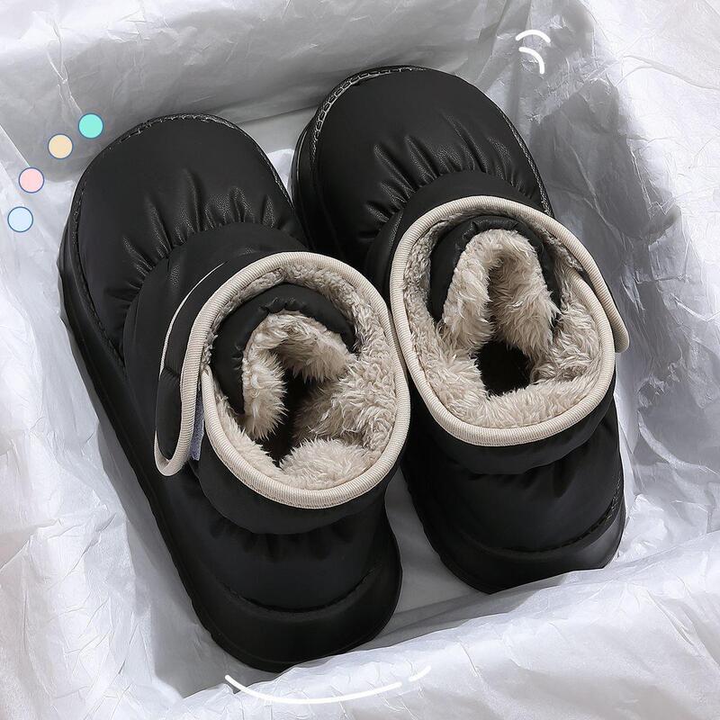 Men's down Snow Boots, Winter 2024 New Model, Non-Slip, Fleece-Lined, Warm, High-Top, Closed-Back Cotton Slippers for Women, Suitable for Outdoor Wear