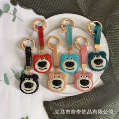 高级感镶钻小熊款钥匙扣配件卡通可爱汽车钥匙圈包包挂件批发