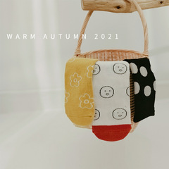 21 Fall/Winter Korean-style Instagram-famous kids' socks, trendy mid-calf socks with cartoon designs—perfect for boys and girls in cotton