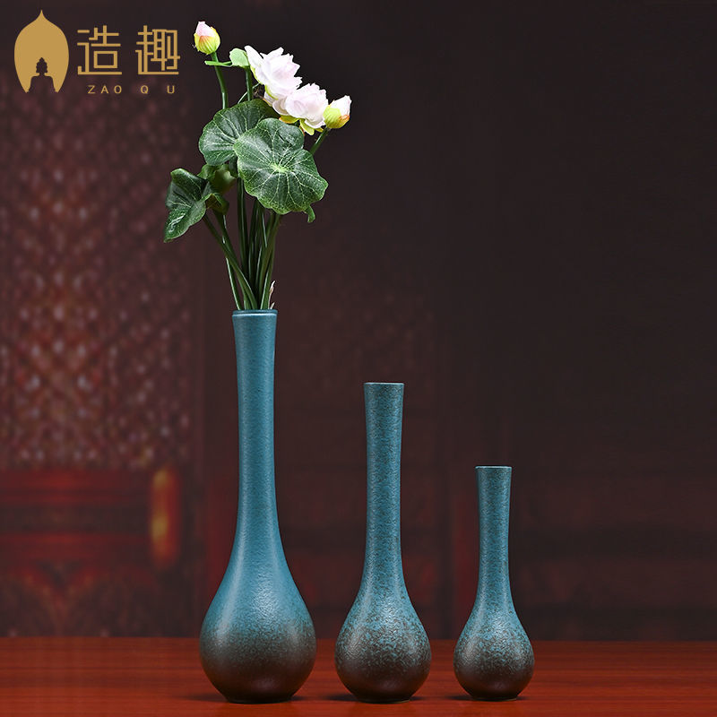 梵趣观音玉净瓶陶瓷窑变家居装饰花瓶干花插花瓶客厅供佛摆件批发