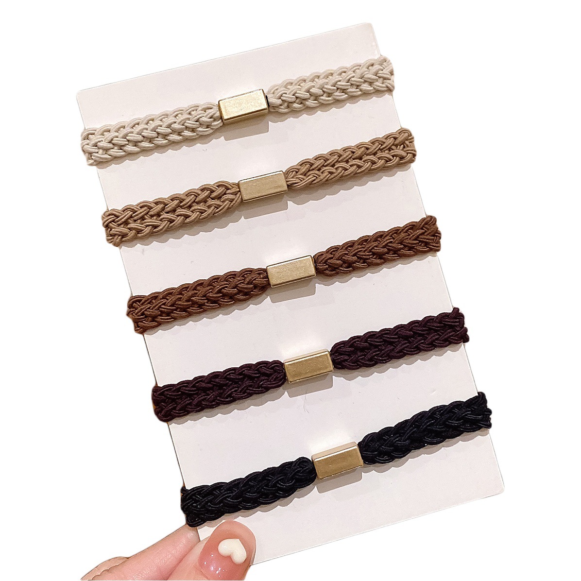 Simple estilo Chanel amplia trenza pelo cuerda pelo banda alta elástica básica pelo cuerda lazo pelo banda de goma accesorios para el cabello femenino al por mayor