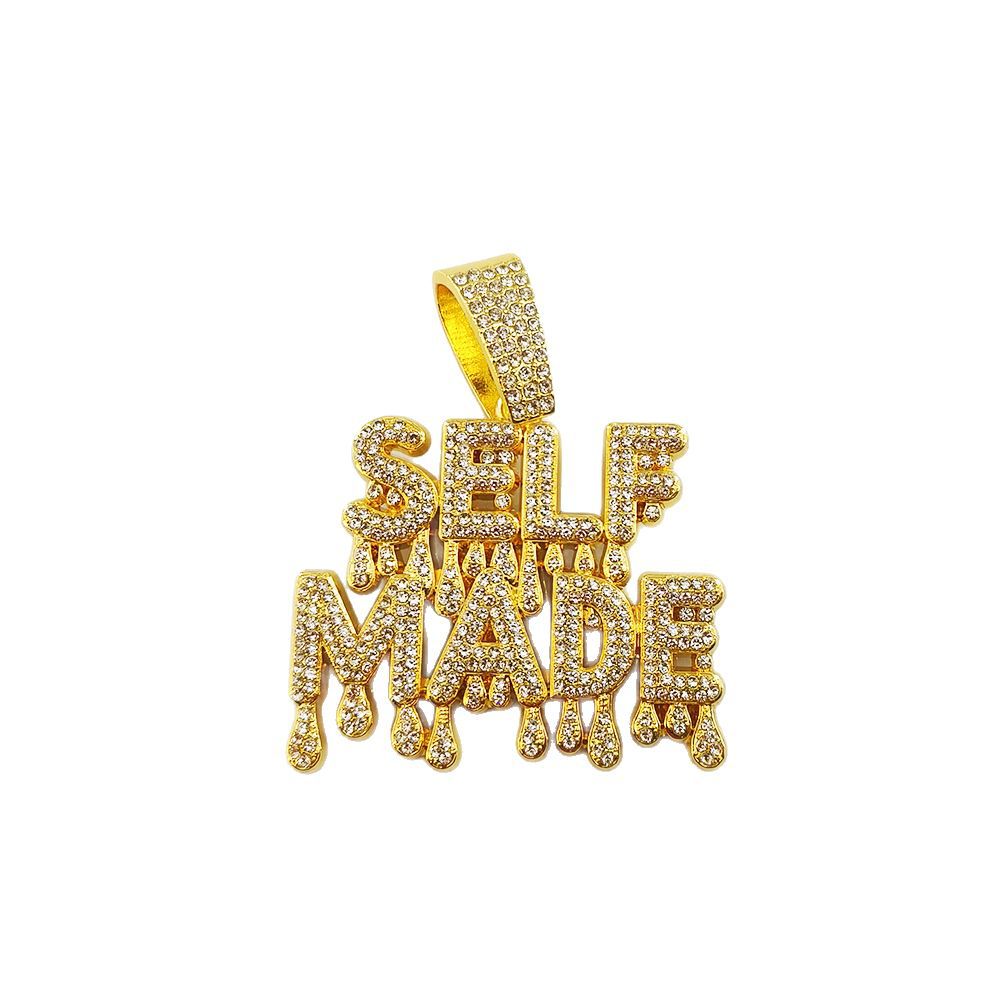 Collar europeo y americano SELFMADE doble colgante de letras personalidad creativa collar de hip-hop