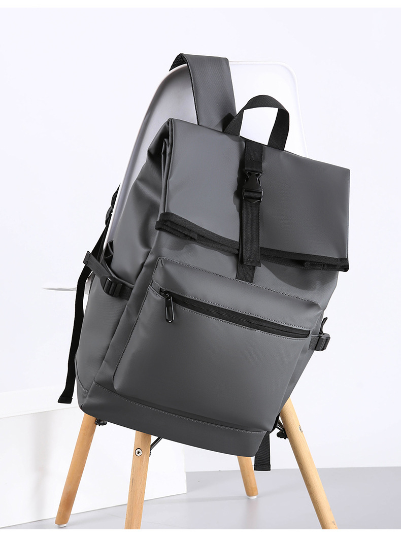 Cross-border simple and large-capacity backpack for men, high-end and stylish college student schoolbag, fashionable and casual business travel backpack undefined