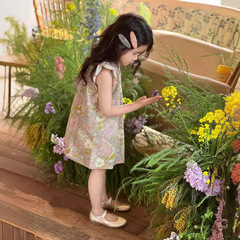 小花家夏季新款打攬復古氣質花紋連衣裙 佩斯理