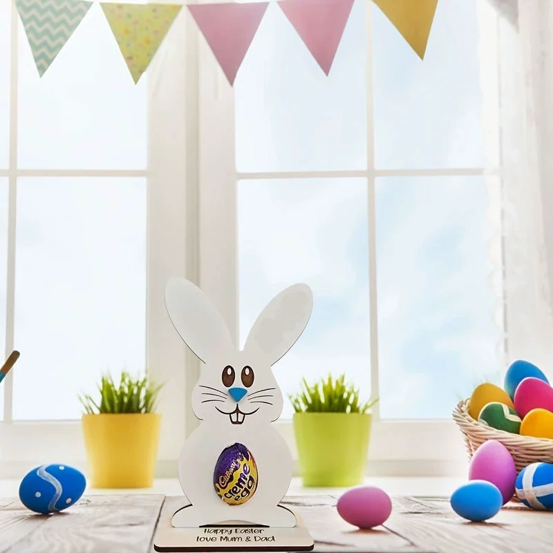 Трансграничный новый пасхальный кролик логотип деревянные поделки декоративный реквизит шоколадная подставка для яиц Подарок для детей
