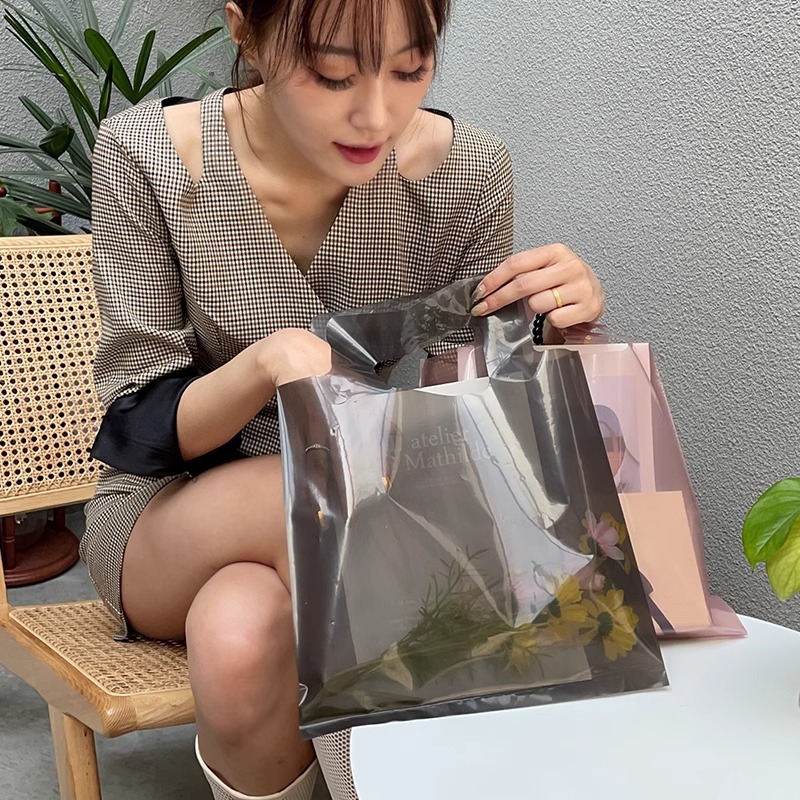 黑色服装店购物袋女装装衣服塑料袋透明高档手提袋高级感礼品袋子