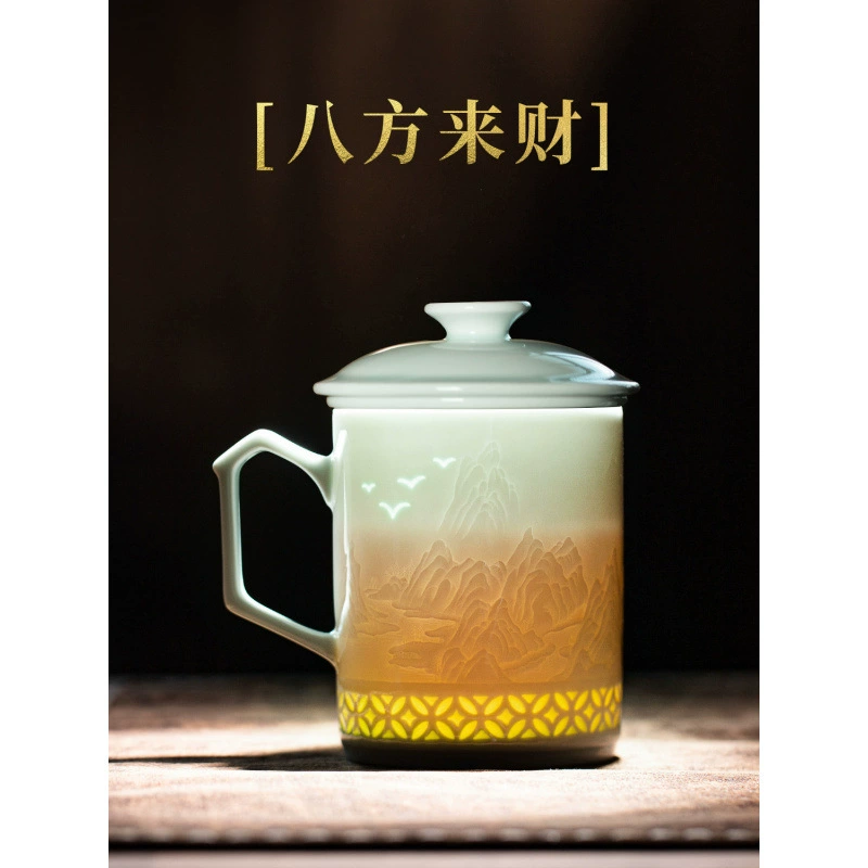 Jingdezhen керамические чайные чашки с отделением чая высокого класса чашки с крышкой изысканные чайные чашки для мужчин офисные чашки высокого уровня