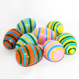 Easter Hot Selling Stripesd Eggs 4*6cm 8 Eggs Plastic Gashapon Shell Artificial Eggs Holiday Scene Layout