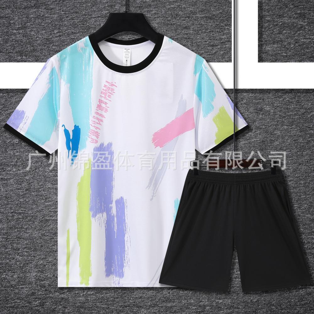 New Summer Tennis Clothing for Men and Women Sports Quick-Drying Printed Short-Sleeved Adult Breathable Table Tennis Tennis Top Suit