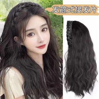 发箍假发一体女长发水波纹半头套高颅顶发饰自然仿真发鱼骨辫卷发