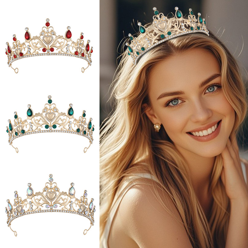 2025 Jewelry New European and American Crown Hair Accessories Aliexpress Hot Selling Bridal Diamond Crown Dress Accessories Headdress for Women