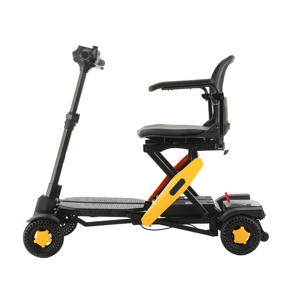 Foldable elderly mobility scooter, four-wheel electric portable elderly power-assisted vehicle, travel electric scooter, portable, auxiliary, lightweight