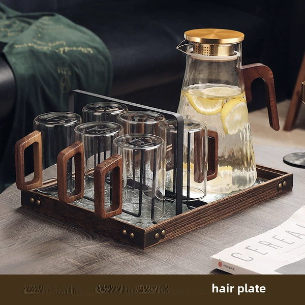 Wooden handlebar 300ml 6+black cup holder+A model wooden handlebar 1800ml bachel wood lid+Tongmu Begonia pallet