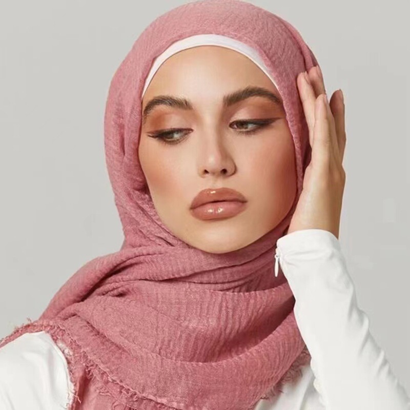 2025 Cotton and Linen Silk Scarf Korean Style Fashion Pure Color Thin Four-Sided Scarf Beach Towel Air Conditioning Shawl Spot Wholesale