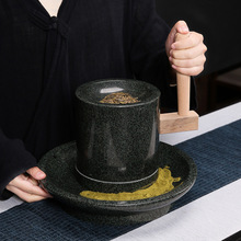 宋代点茶石磨茶碾子石臼石转运 石磨宋代点茶粉研磨 茶磨石磨