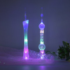 七色夜光広州塔小夜灯led東方明珠塔プラスチック工芸品発光灯台デスクトップ置物