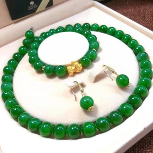Burmese Jade Ice Bead Necklace Millet Chain Jade Treatment Imperial Green Necklace Jade Bracelet Bracelet Pendant