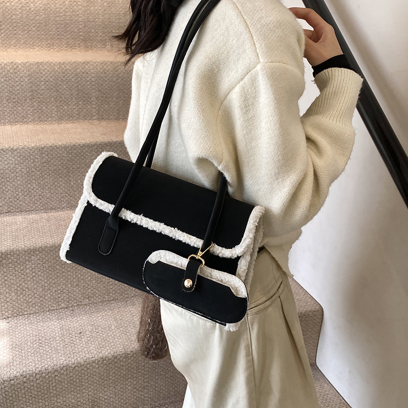 Borsa a tracolla piccola e quadrata, versatile e dal design retrò di nicchia, con un tocco di eleganza, stile college, da donna, capiente e con inserti._voghion.com