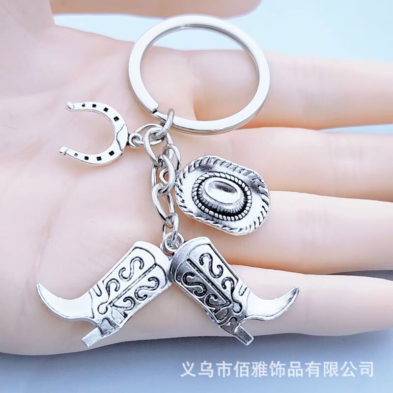 Amazon Cross-Border Best-Selling Cowboy Hat Boots Horseshoe Horse Head Western Cowboy Grassland Grazing Key Chain