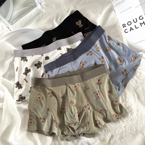 C343 cute bear cute print 60 pieces plain pull frame breathable skin-friendly refreshing close-fitting men's boxer briefs