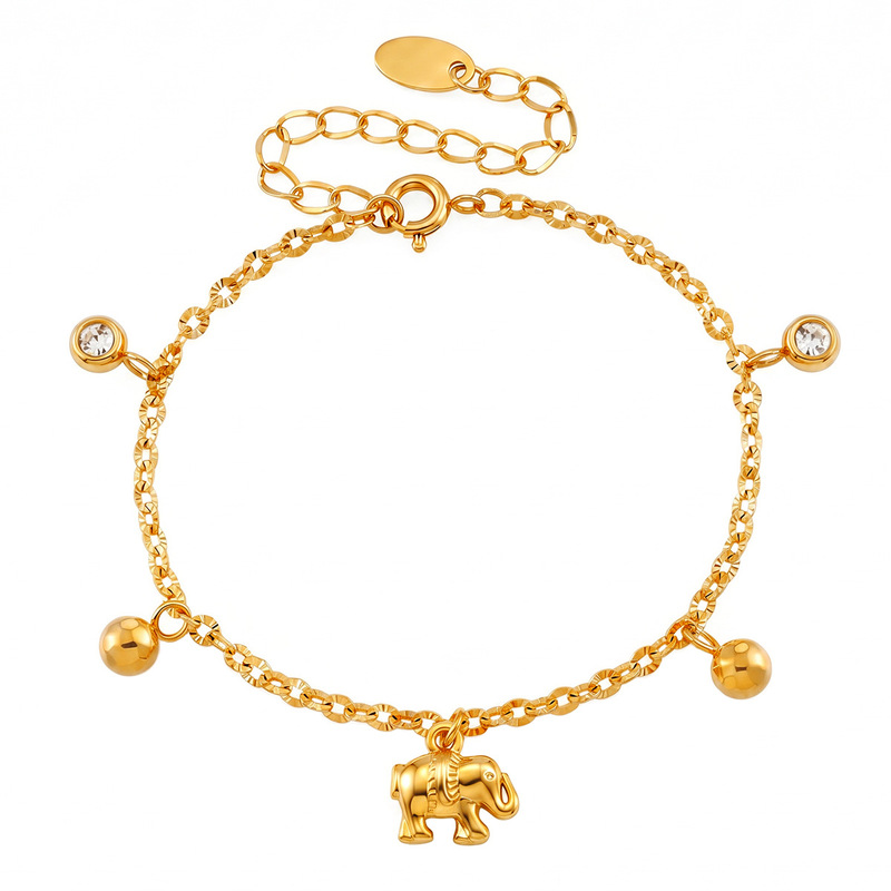 Light Luxury Style Elephant-Cut Round Ball Titanium Steel Bracelet, Korean-Style Ins High-End Niche Versatile Vacuum Electroplated Jewelry Light Luxury Style Elephant-Cut Round Ball Titanium Steel Bracelet, Korean-Style Ins High-End Niche Versatile Vacuum Electroplated Jewelry