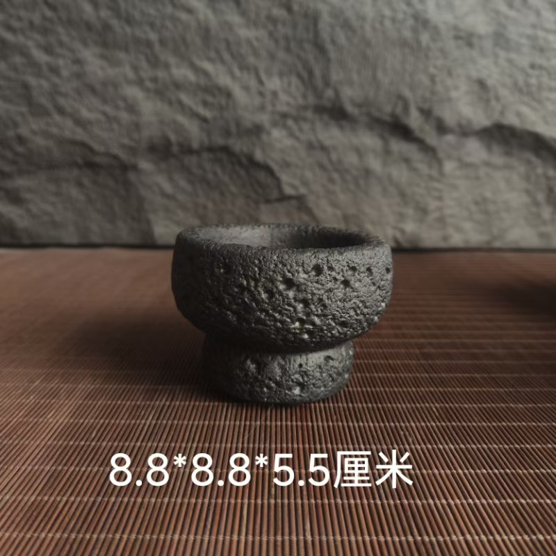 黒模造火山石インクリエイティブ屋内黒陶多肉植物デスクトップシルバーバンブー緑植物植木鉢セメント通気性鉢植え|undefined