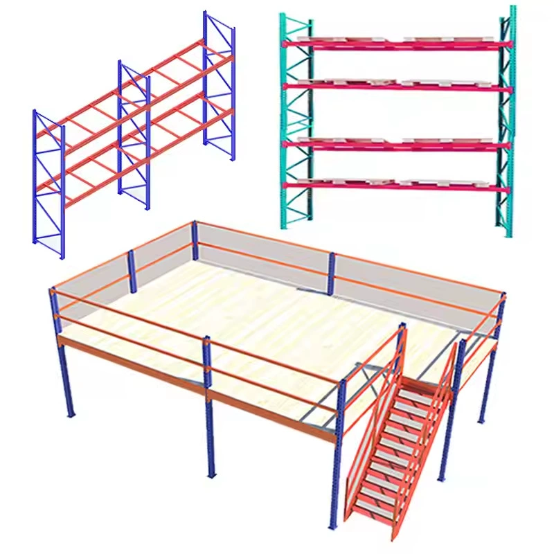 Heavy industrial warehouse storage rack pallet rack system loft mezzanine steel clip board I-beam two-layer platform