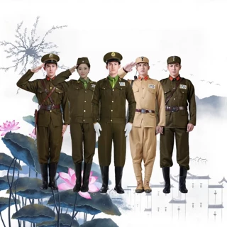 民国国军军官演出服国民革命军士兵军装男女特务抗战舞台表演套装