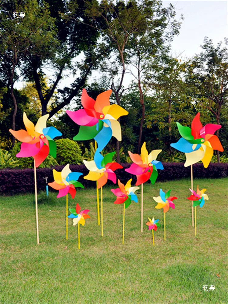 Colorful travel plastic windmill toy for camping
