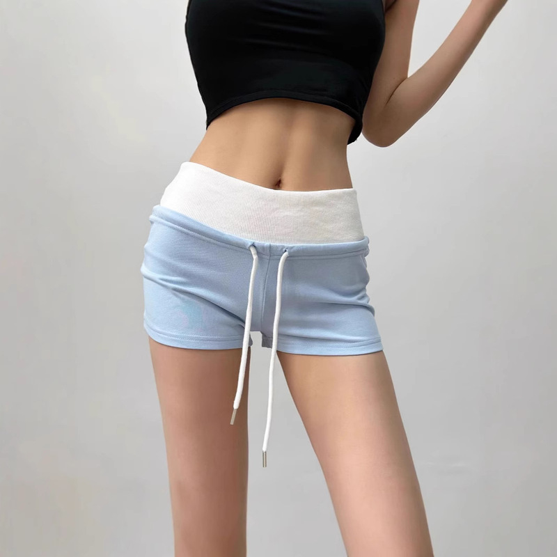 American Casual Sports Shorts Women's Summer New Contrast Color Stitching Slim-Fit Slimming Spice Girls Low Waist All-Match Pants