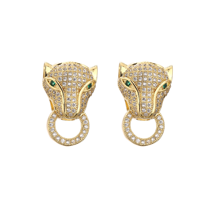 Cruz-frontera nuevo europeo y americano de cobre chapado en oro serpiente cabeza de leopardo Stud pendientes femenino diseño sentido nicho pendientes personalizados