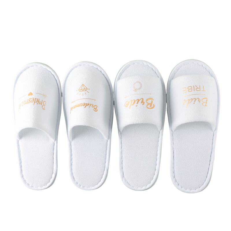 Los fabricantes suministran zapatillas desechables para fiestas de hotel, tela de terciopelo denso, novia de boda, dama de honor, engrosamiento