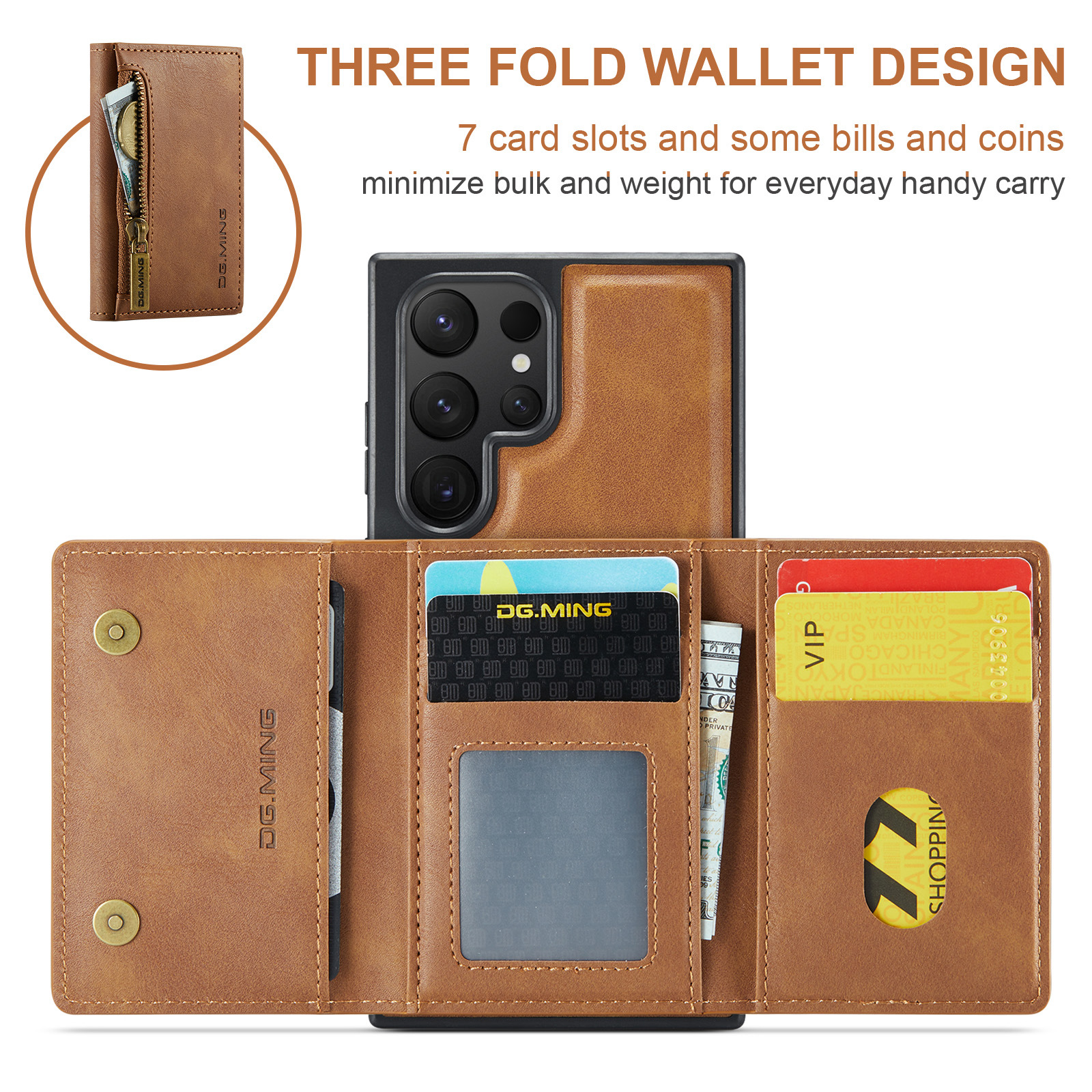 M5 for Samsung S24 Ultra magnetic split wallet protective case S24 Ultra side sticker phone case card holder_voghion.com