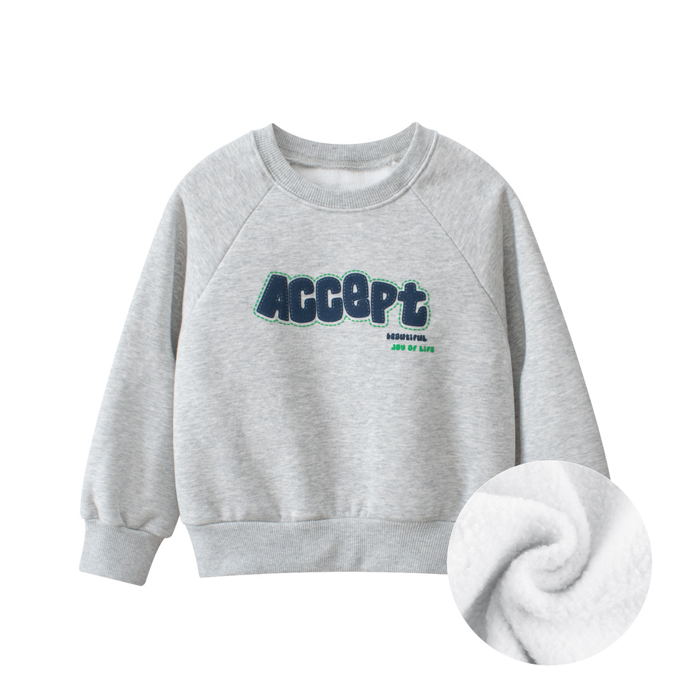Ropa para niños transfronteriza otoño para niños nuevo suéter de cuello redondo para niños pequeños y medianos, tops con estampado coreano de terciopelo polar, venta caliente de Douyin