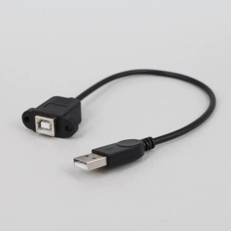Печатный кабель USB: штекер A — гнездо B с винтовым креплением, фиксирует; штекер A — к квадратному печатному порту (гнездо), печатный USB-кабель