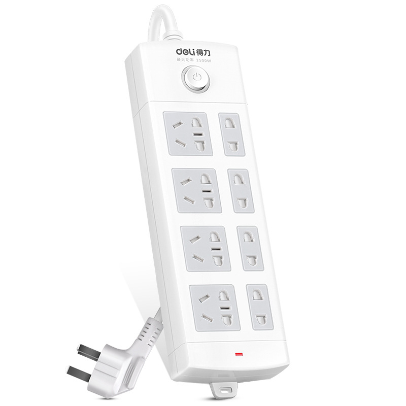 得力18214插座_4+4_5米_PVC袋装(白)(只)