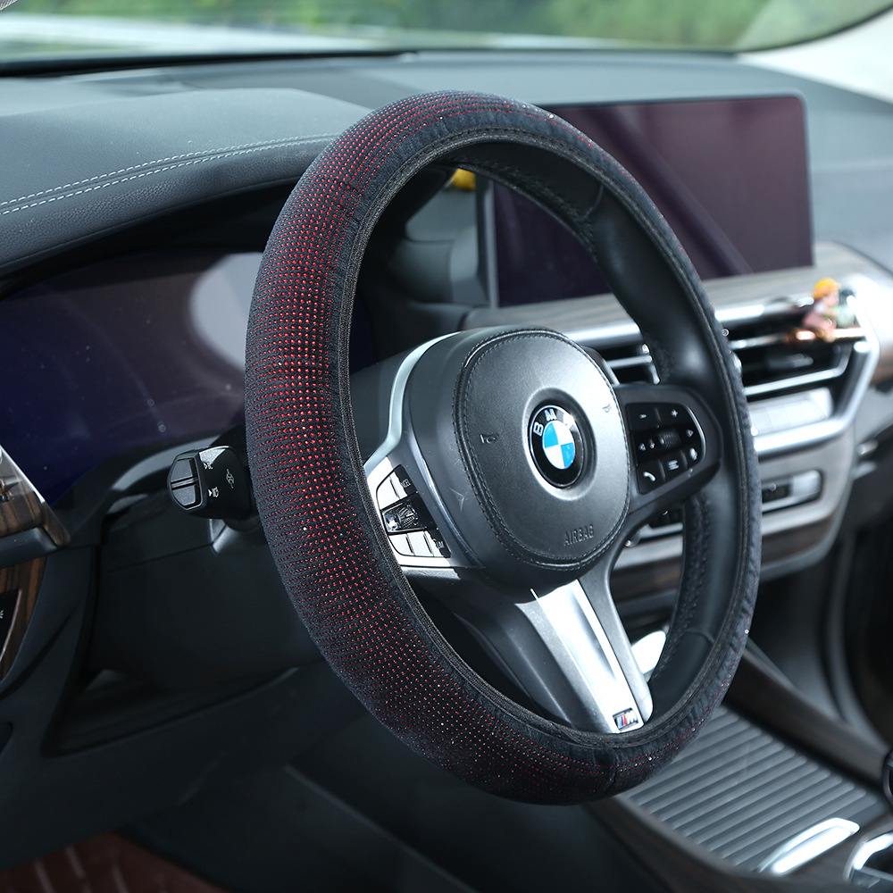 Full-diamond car steering wheel cover, dazzling rhinestone seatbelt shoulder pad, universal for all seasons, rearview mirror protective cover, wholesale