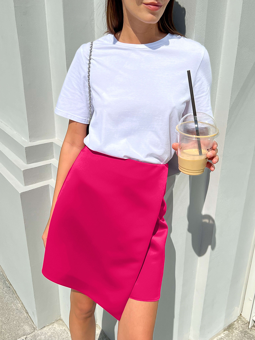 Summer Simple Style Solid Color Polyester Above Knee Skirts display picture 6