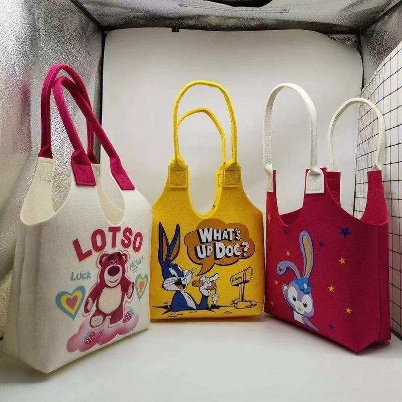 New Internet Celebrity Felt Bag Portable Cartoon Student Cute Handbag Souvenir Gift Box Quantity Felt Cloth Handbag