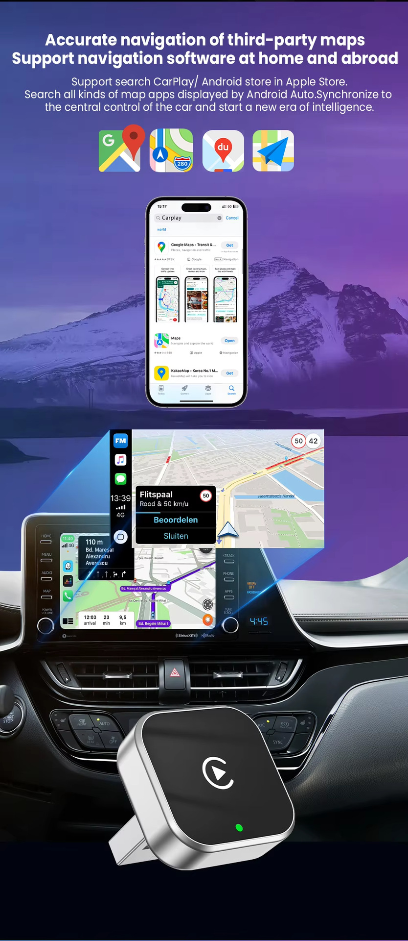 Source Factory 2-in-1 Wired to Wireless Carplay Box, Wired to Wireless Android Auto Box