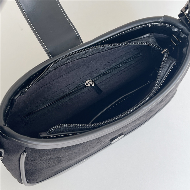 2024 new shoulder splicing autumn winter suede underarm bag fashionable and versatile plush handbag_voghion.com