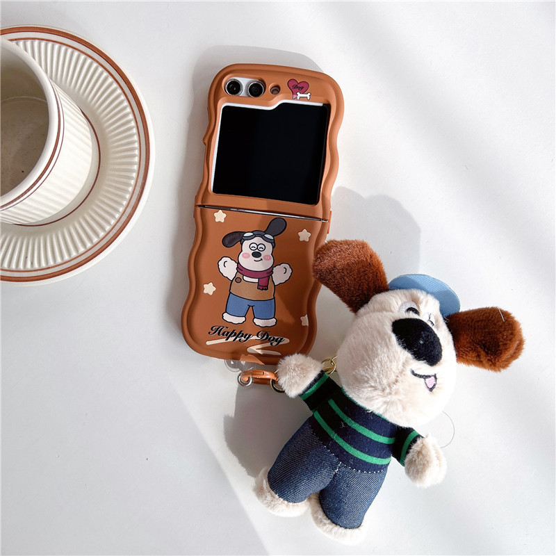 Korean style scarf dog for Samsung zflip 5 fold folding screen phone case Samsung Galaxy ZFLIP4 lanyard_voghion.com