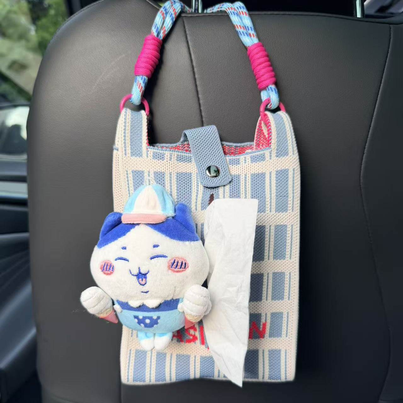 Usagi Car Tissue Box Hanging Chiikawa Cartoon Cute Car Tissue Holder Hanging Bag Car Decoration