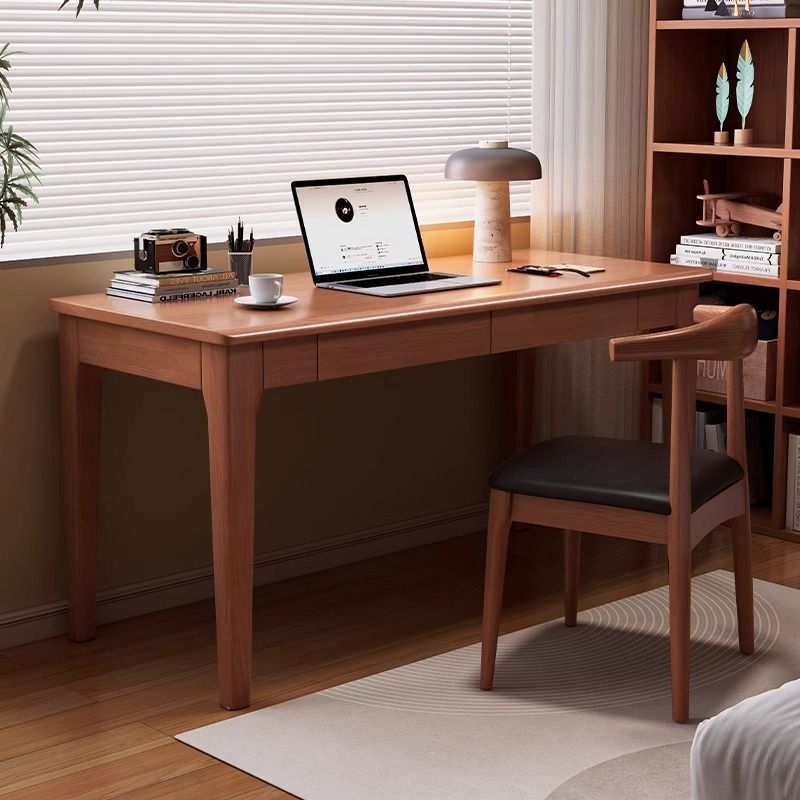 Solid Wood Desk Computer Table Small Apartment Living Room with Drawer Home Bedroom Student Writing Children's Study Table