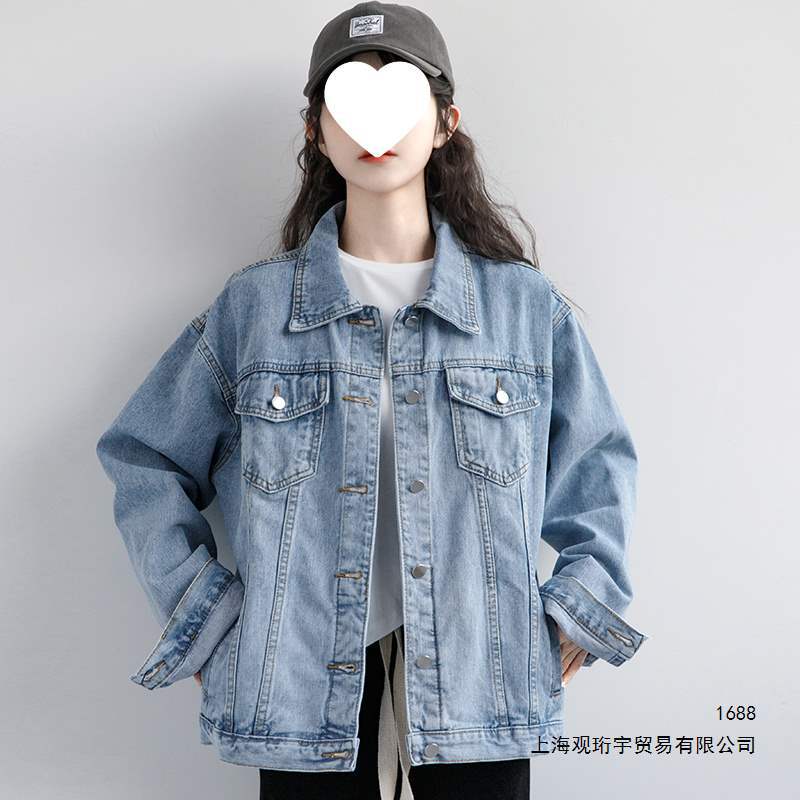 2026 Spring New Style Blue Denim Jacket for Women, Korean Style Casual Outerwear Top, Boyfriend Loose Denim Jacket