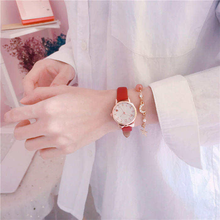 Nouveau Instagram femmes mignon coeur femme étudiant Quartz étoile lune Bracelet montre combinaison ensemble_voghion.com