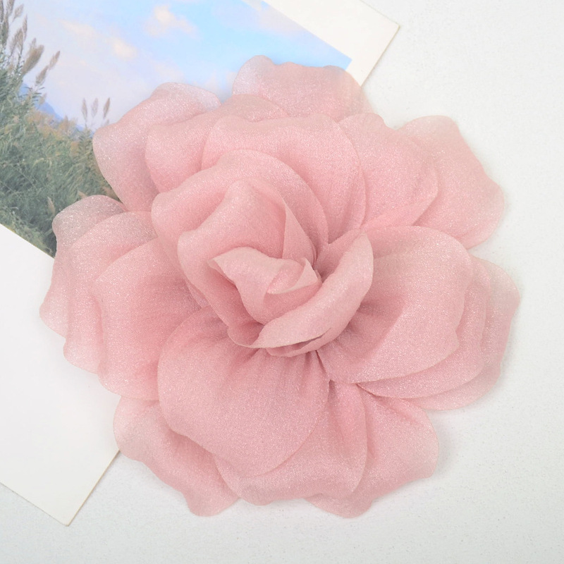 光沢のあるシルクサテン生地立体二層バラの花 diy 手作りヘッドフラワーヘアアクセサリー靴と帽子アクセサリー|undefined