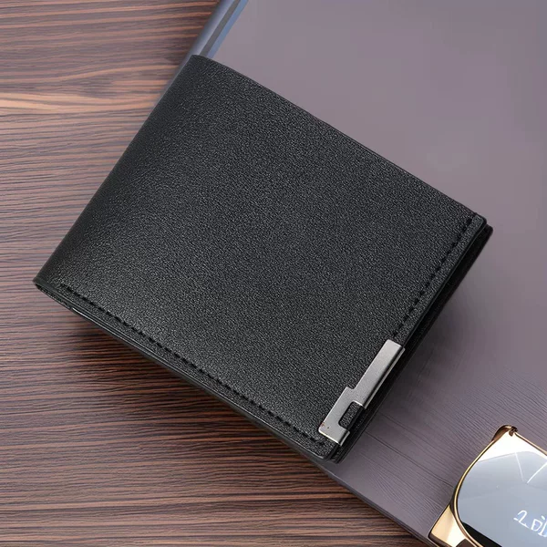 Men's Short Wallet Korean Style Iron Edge Youth Men's Horizontal Multi-Card Wallet Trendy Business Card Holder in stock