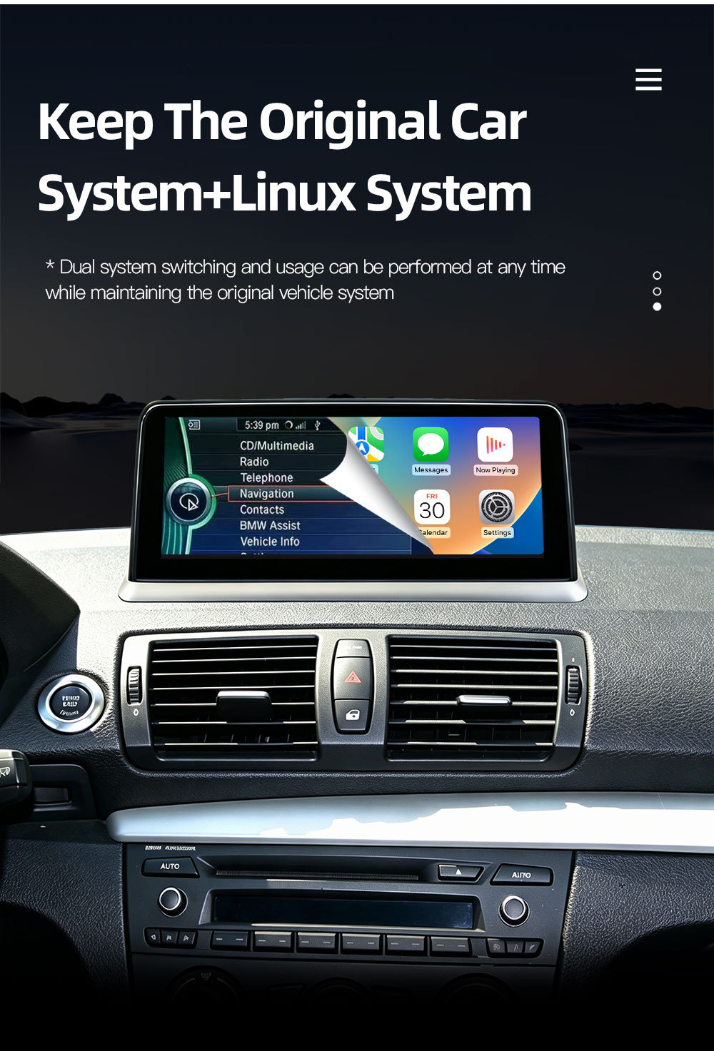 Suitable for Bmw 1 Series E81 E82 E87 E88 Car Central Control Large Screen Navigation Carplay Player